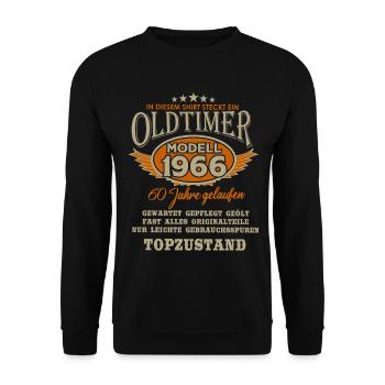 Voiture de collection construite en 1966 Born Vintage Birthday - Sweat-shirt Unisexe - noir - Devant - Alina (178cm) & Michal (187cm)