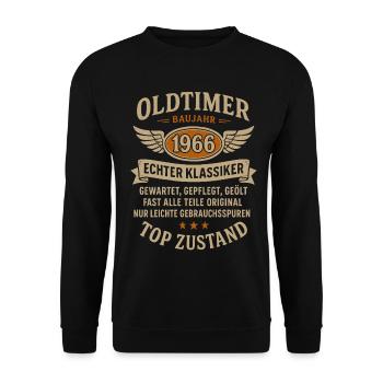 Voiture de collection construite en 1966 Born Vintage Birthday - Sweat-shirt Unisexe - noir - Devant - Alina (178cm) & Michal (187cm)