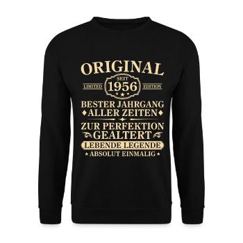 70th Birthday Absolutely Unique 1956 Vintage - Unisex Sweatshirt - black - Front - Alina (178cm) & Michal (187cm)