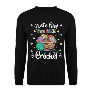 Colorful Crochet Hobby & Wool Lover Girl - Unisex Sweatshirt - black - Front - Alina (178cm) & Michal (187cm)