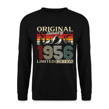 70e anniversaire Original janvier Né en 1956 - Sweat-shirt Unisexe - noir - Devant - Alina (178cm) & Michal (187cm)
