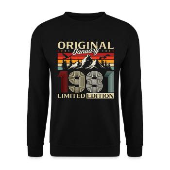 45th Birthday Original January 1981 - Unisex Sweatshirt - black - Front - Alina (178cm) & Michal (187cm)