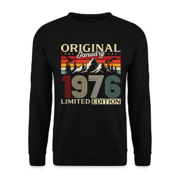 50. Geburtstag Original Januar Jahrgang 1976 - Unisex Pullover - Schwarz - Vorne - Alina (178cm) & Michal (187cm)