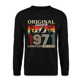 55e anniversaire Original janvier Né en 1971 - Sweat-shirt Unisexe - noir - Devant - Alina (178cm) & Michal (187cm)
