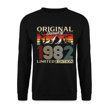 44e anniversaire Original janvier 1982 - Sweat-shirt Unisexe - noir - Devant - Alina (178cm) & Michal (187cm)