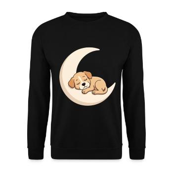 Mondkuschelhund im Schlaf - Unisex Pullover - Schwarz - Vorne - Alina (178cm) & Michal (187cm)