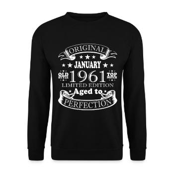 65e anniversaire Original janvier 1961 - Sweat-shirt Unisexe - noir - Devant - Alina (178cm) & Michal (187cm)