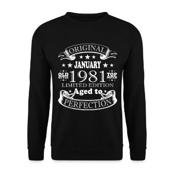 45th Birthday Vintage January Vintage 1981 - Unisex Sweatshirt - black - Front - Alina (178cm) & Michal (187cm)