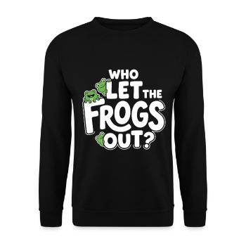 Who Let the Frogs Out? - Funny Frog - Unisex Sweatshirt - black - Front - Alina (178cm) & Michal (187cm)