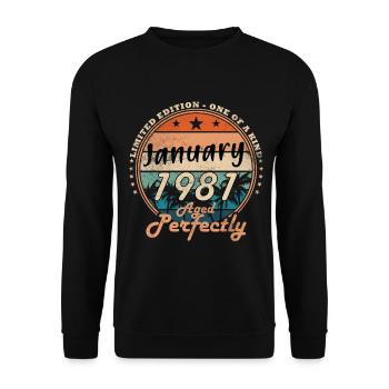 45th Birthday Original January 1981 - Unisex Sweatshirt - black - Front - Alina (178cm) & Michal (187cm)