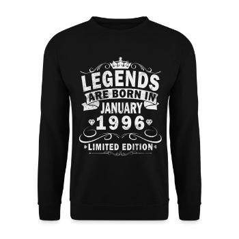 30th Birthday Original January 1996 - Unisex Sweatshirt - black - Front - Alina (178cm) & Michal (187cm)