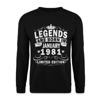 45th Birthday Original January 1981 - Unisex Sweatshirt - black - Front - Alina (178cm) & Michal (187cm)
