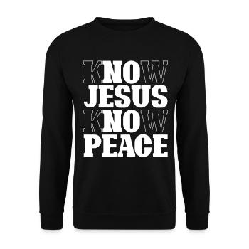 Know Jesus Know Peace Lettering - Unisex Sweatshirt - black - Front - Alina (178cm) & Michal (187cm)