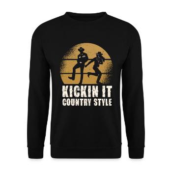 Cowboy Country Kickin It - Unisex Pullover - Schwarz - Vorne - Alina (178cm) & Michal (187cm)