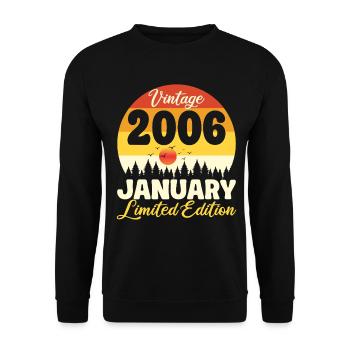 Vintage January 2006 Anniversary 2006 Retro - Unisex Sweatshirt - black - Front - Alina (178cm) & Michal (187cm)