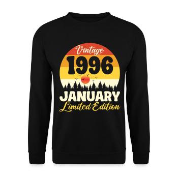 Vintage January 1996 Anniversary 1996 Retro - Unisex Sweatshirt - black - Front - Alina (178cm) & Michal (187cm)