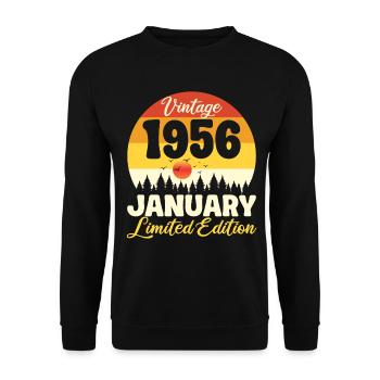 Vintage January 1956 Birthday 1956 Retro - Unisex Sweatshirt - black - Front - Alina (178cm) & Michal (187cm)