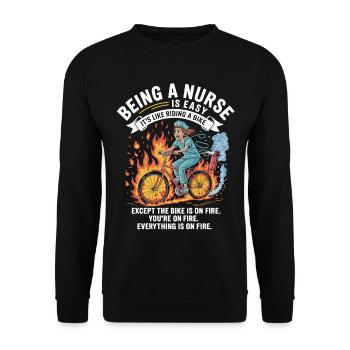 Licenciement d’une héroïne infirmière à vélo - Sweat-shirt Unisexe - noir - Devant - Alina (178cm) & Michal (187cm)