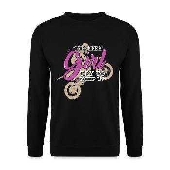 Motocross Je roule comme une fille en essayant de suivre le rythme - Sweat-shirt Unisexe - noir - Devant - Alina (178cm) & Michal (187cm)
