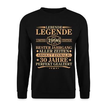 Anniversaire né en 1996 30 ans - Sweat-shirt Unisexe - noir - Devant - Alina (178cm) & Michal (187cm)