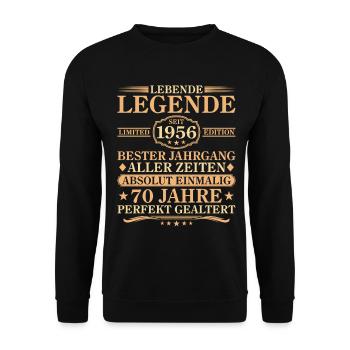 Anniversaire : né en 1956, 70 ans - Sweat-shirt Unisexe - noir - Devant - Alina (178cm) & Michal (187cm)