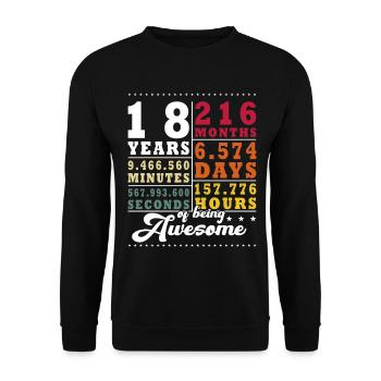18 ans 216 mois 6574 jours - Sweat-shirt Unisexe - noir - Devant - Alina (178cm) & Michal (187cm)