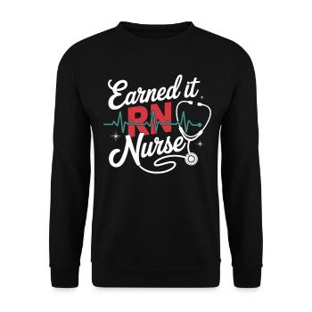 Earned it RNurse - Unisex Pullover - Schwarz - Vorne - Alina (178cm) & Michal (187cm)