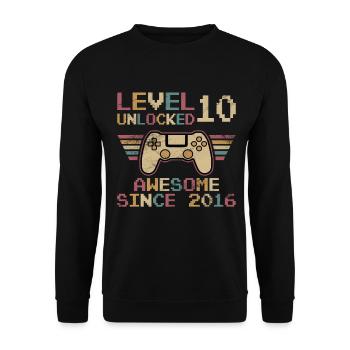 Level 10 Unlocked Gamer 10 Birthday Gift - Unisex Sweatshirt - black - Front - Alina (178cm) & Michal (187cm)