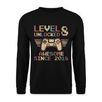 Niveau 8 Débloque 8 Anniversaire Garçon Fille - Sweat-shirt Unisexe - noir - Devant - Alina (178cm) & Michal (187cm)