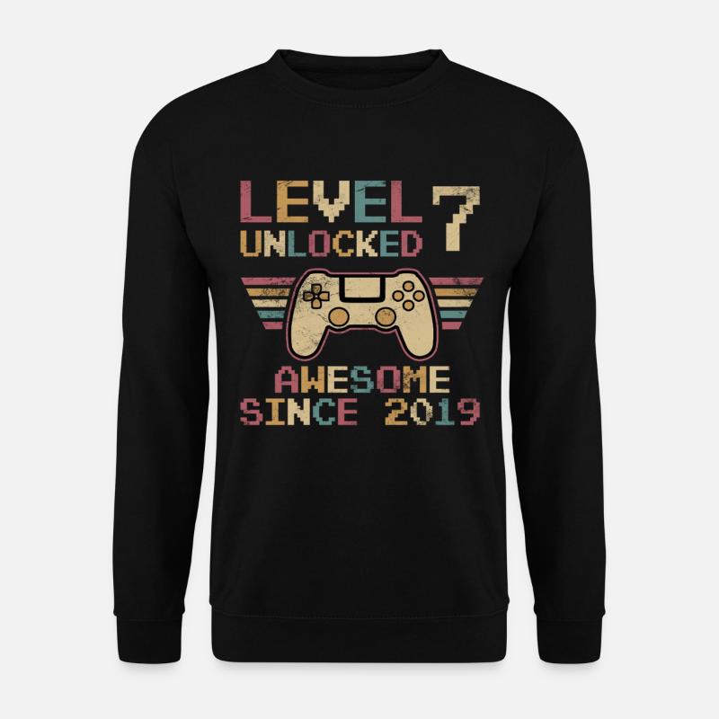 7th Birthday Level Unlocked - Unisex Sweatshirt - black