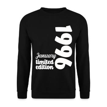 January 1996 Birthday Gift Vintage Retro - Unisex Sweatshirt - black - Front - Alina (178cm) & Michal (187cm)