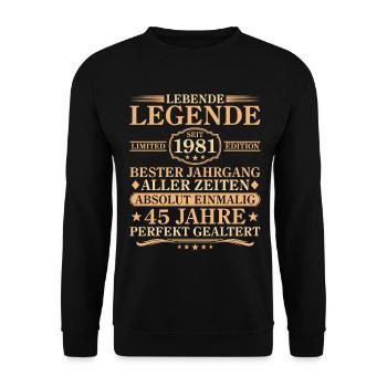 Anniversaire : né en 1981, 45 ans - Sweat-shirt Unisexe - noir - Devant - Alina (178cm) & Michal (187cm)