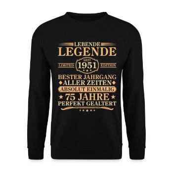 Anniversaire né en 1951 75 ans - Sweat-shirt Unisexe - noir - Devant - Alina (178cm) & Michal (187cm)