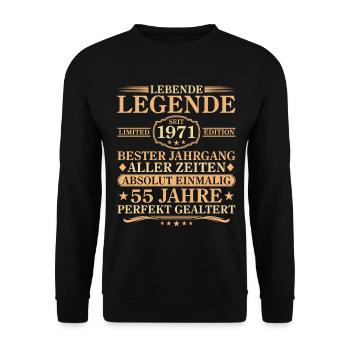 Anniversaire : né en 1971, 55 ans - Sweat-shirt Unisexe - noir - Devant - Alina (178cm) & Michal (187cm)
