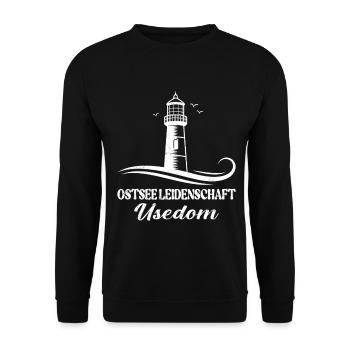 Usedom Holiday BALTIC SEA PASSION USEDOM Funny - Unisex Sweatshirt - black - Front - Alina (178cm) & Michal (187cm)