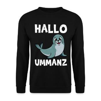 Ostsee Insel UMMANZ HALLO UMMANZ Lustiges - Unisex Pullover - Schwarz - Vorne - Alina (178cm) & Michal (187cm)