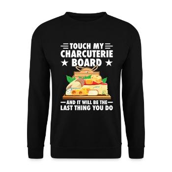 Plateau de charcuterie avec couvercle fromage et charcuterie - Sweat-shirt Unisexe - noir - Devant - Alina (178cm) & Michal (187cm)