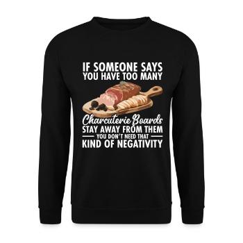 Charcuterie Lover Board Käseherstellung - Unisex Pullover - Schwarz - Vorne - Alina (178cm) & Michal (187cm)