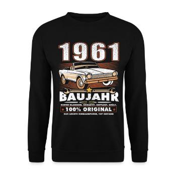 Year of construction 1961 classic car birthday saying 65 - Unisex Sweatshirt - black - Front - Alina (178cm) & Michal (187cm)