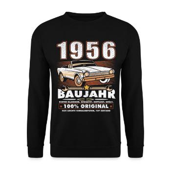 Oldtimer Baujahr 1956 Jahrgang Geburtstag Geschenk - Unisex Pullover - Schwarz - Vorne - Alina (178cm) & Michal (187cm)