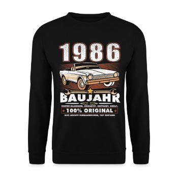 1986 Geboren Geburtstag Oldtimer - Unisex Pullover - Schwarz - Vorne - Alina (178cm) & Michal (187cm)