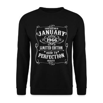 Legends-were-born-in-January-1966 - Unisex Sweatshirt - black - Front - Alina (178cm) & Michal (187cm)