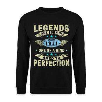 55e anniversaire Original janvier Né en 1971 - Sweat-shirt Unisexe - noir - Devant - Alina (178cm) & Michal (187cm)