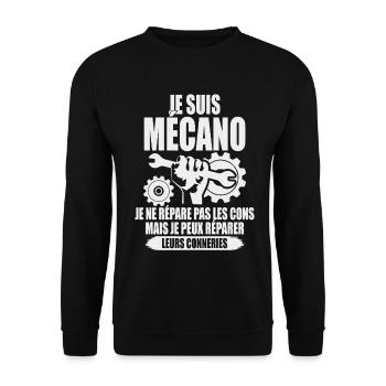 Je suis mécano Humour mécanicien - Sweat-shirt Unisexe - noir - Devant - Alina (178cm) & Michal (187cm)