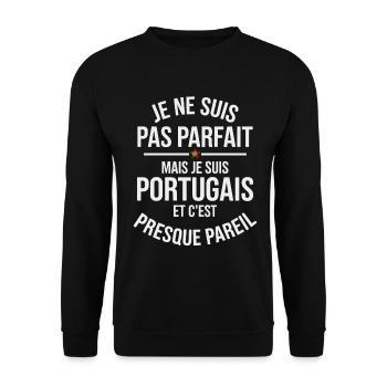 Pas parfait mais portugais Humour Portugal - Sweat-shirt Unisexe - noir - Devant - Alina (178cm) & Michal (187cm)