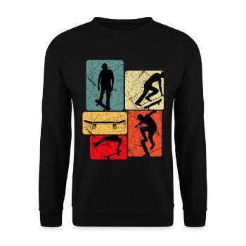 Skateboard Skaten Skateboarding Skater Skate-Fan - Unisex Pullover - Schwarz - Vorne - Alina (178cm) & Michal (187cm)