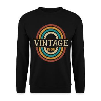 Vintage Geburtstagsgeschenk 1956 Retro Geboren 1956 - Unisex Pullover - Schwarz - Vorne - Alina (178cm) & Michal (187cm)