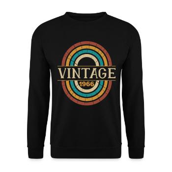 Vintage Geburtstagsgeschenk 1966 Retro Geboren 1966 - Unisex Pullover - Schwarz - Vorne - Alina (178cm) & Michal (187cm)