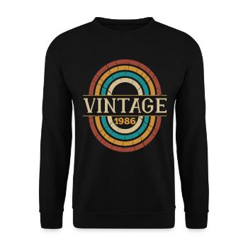Vintage 1986 Anniversaire Cadeau Rétro Né en 1986 - Sweat-shirt Unisexe - noir - Devant - Alina (178cm) & Michal (187cm)