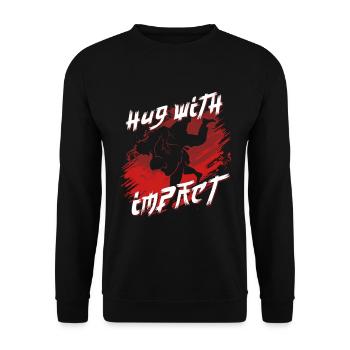 Judo Kampfsport Hug With Impact - Unisex Pullover - Schwarz - Vorne - Alina (178cm) & Michal (187cm)